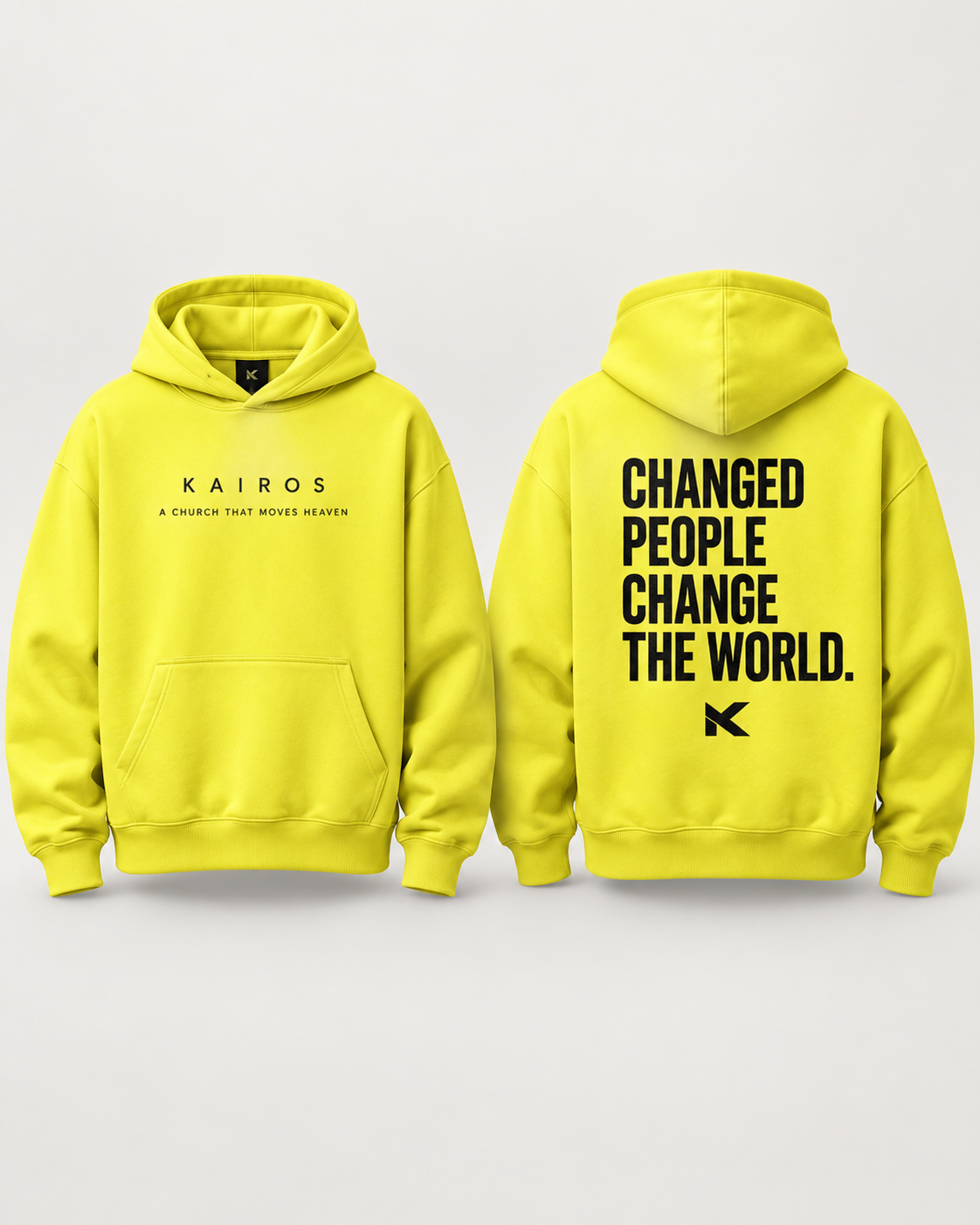 Changed People Heavy Hoodie — Kairos Yellow design preview