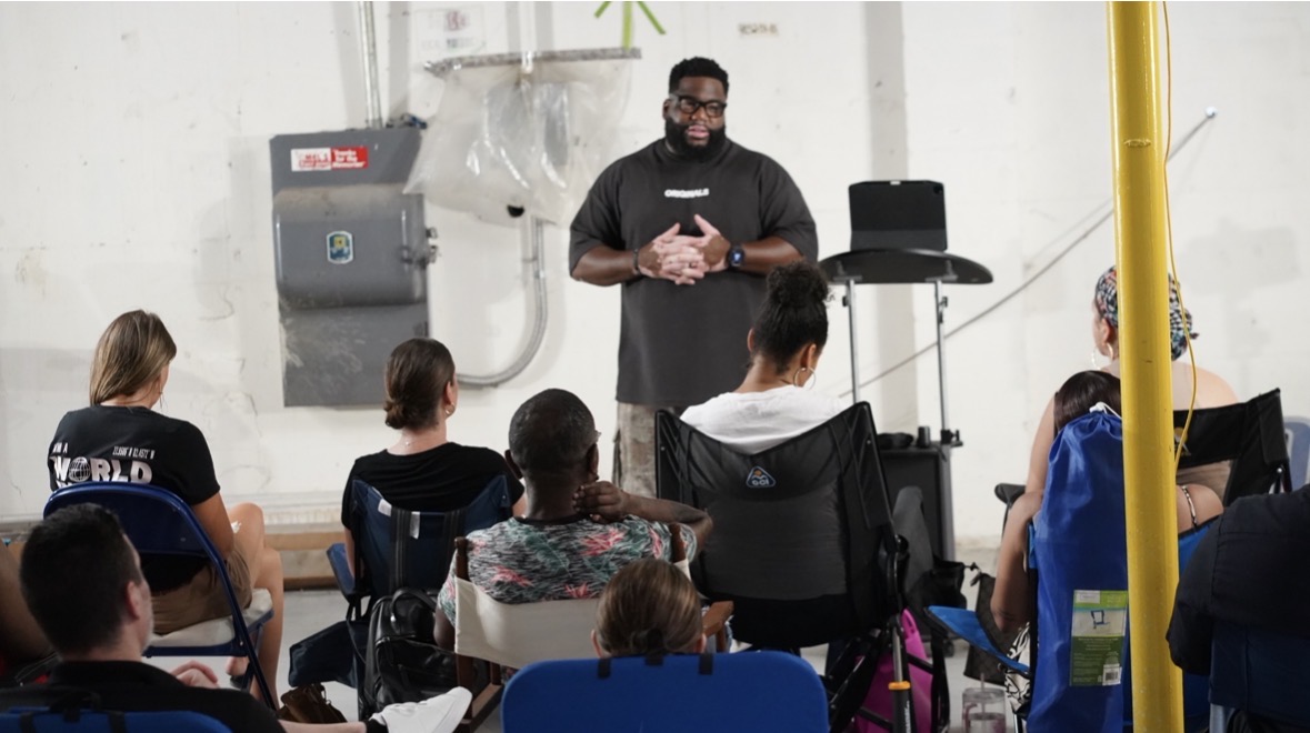Kairos Tampa gathered in the unfinished building